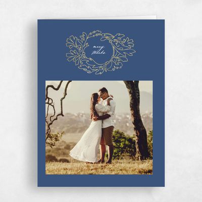 Dark Cobalt, Blue Wedding Thank You - Briar Photo Foil