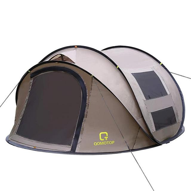 OT QOMOTOP 4 Person Pop up Tent, 9.5’X7’X50'', 10 Second Setup Tent, Waterproof Tent, 2 Big Doors and 2 Roof Vents, 4 Ventilated Mesh Windows, Instant Tent for Family
