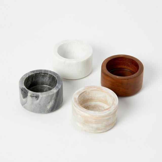 Marble & Wood Mini Bowl Set (Set of 4)