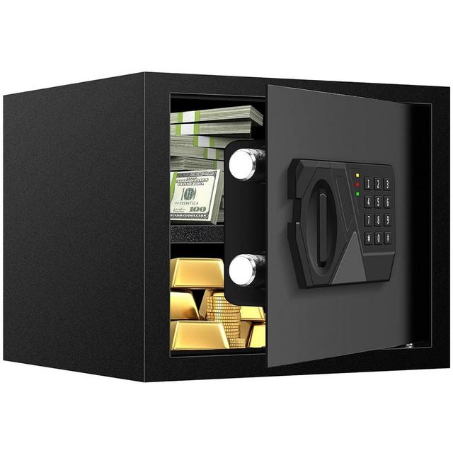 1.2 Cub Small Fireproof Safe for Home Use, Digital Home Safe Fireproof Waterproof with Programmable Keypad, Spare Keys and Removable Shelf, Fire Safe Box for Home Money Valuables