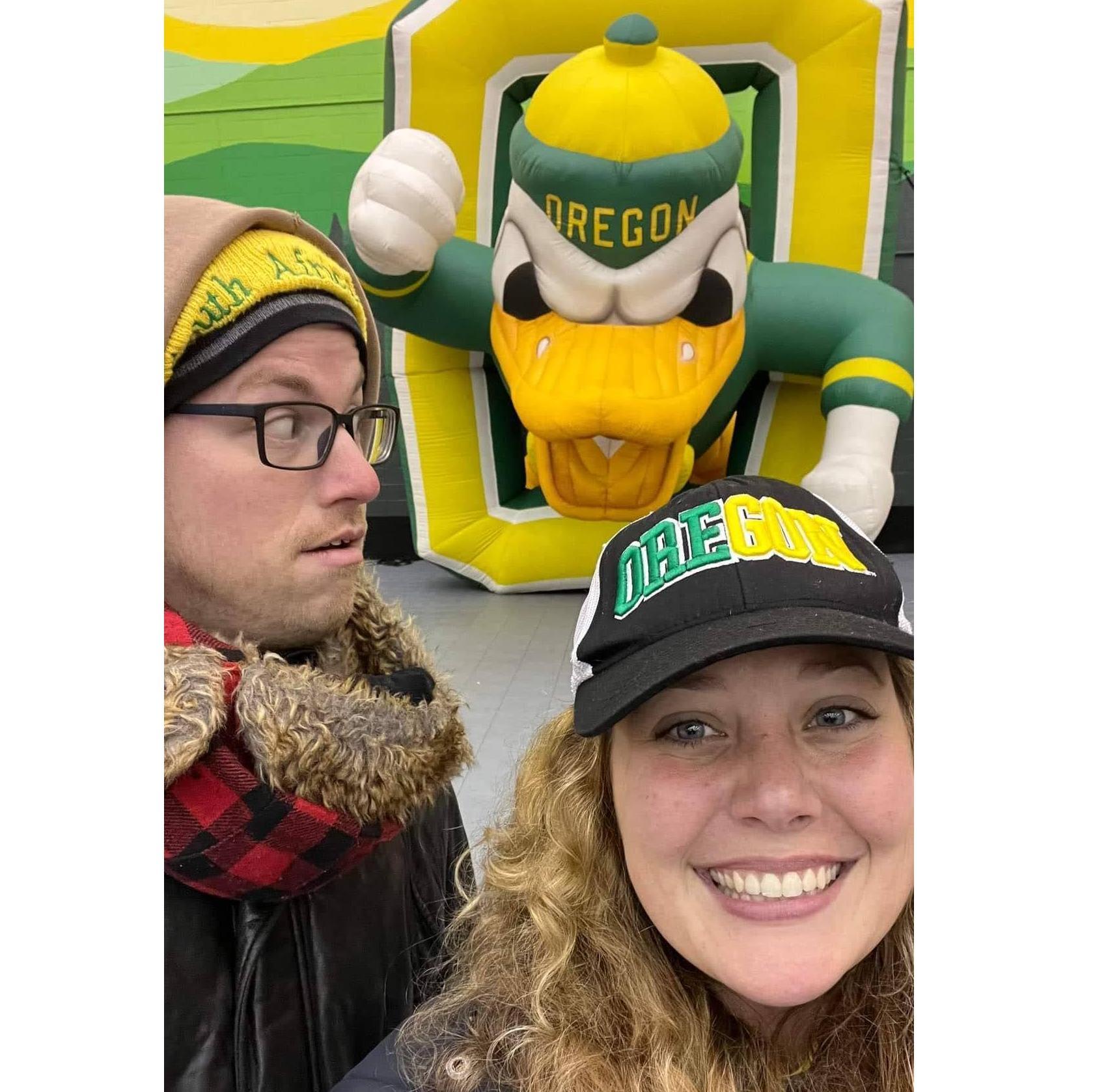 Cheering on the Oregon Ducks!