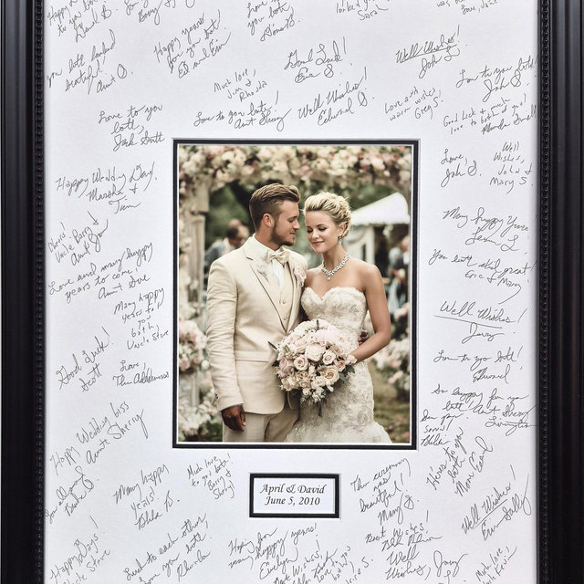 20x24 Signature Mat Kit WITH Frame.White Signature Mat Personalized for your wedding or event. wedding guest book alternative --185-29