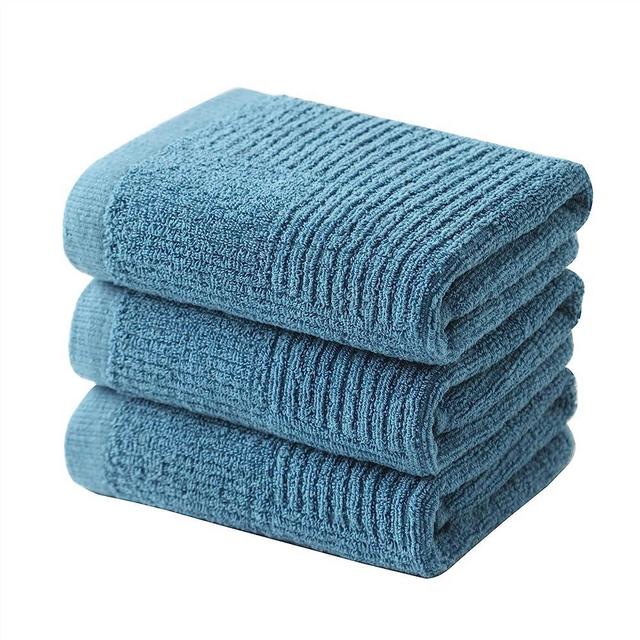 Anyi Teal Dish Towels for Kitchen, Absorbent Cotton Kitchen Towels for Drying Dishes, Terry Tea Towels for Cleaning Set of 3, 16x26 Inches