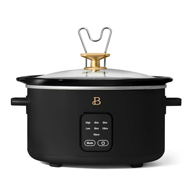 Beautiful 4-Quart Slow Cooker with Touch-Activated Display, Programmable Digital Controls, Removable Non-Stick Pot, Keep Warm Function (Black Sesame)