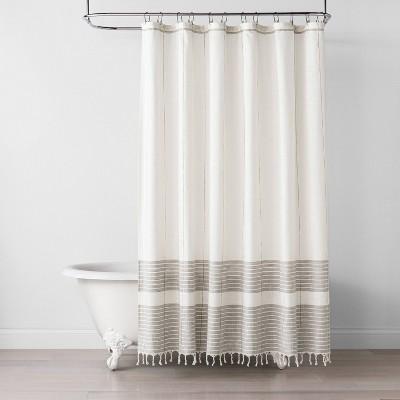 Pick Stitch Braided Tassle Shower Curtain Rust / Sour Cream - Hearth & Hand™ with Magnolia