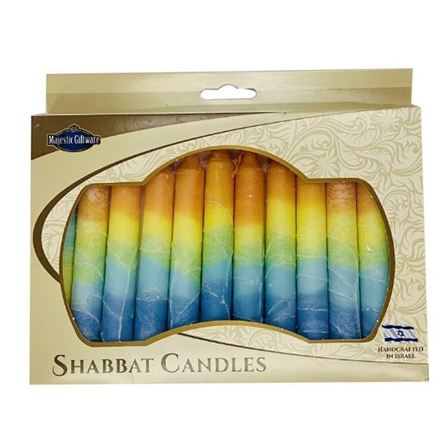 Rainbow Shabbat Candles - 12 Pack Fantasy...