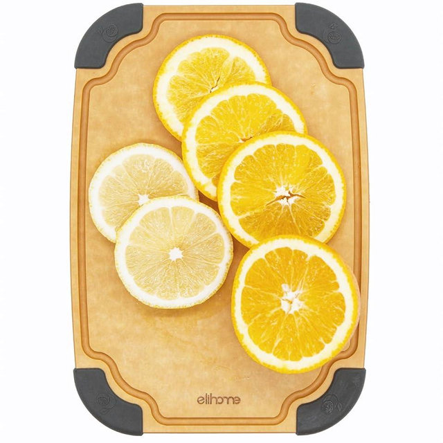 Elihome Essential Series Wood Fiber Cutting Board for Kitchen, Knife Friendly, Dishwasher Safe, Non-Slip Feet, Juice Groove, Reversible, Non-Porous, Eco Friendly, 10"x 7" SMALL