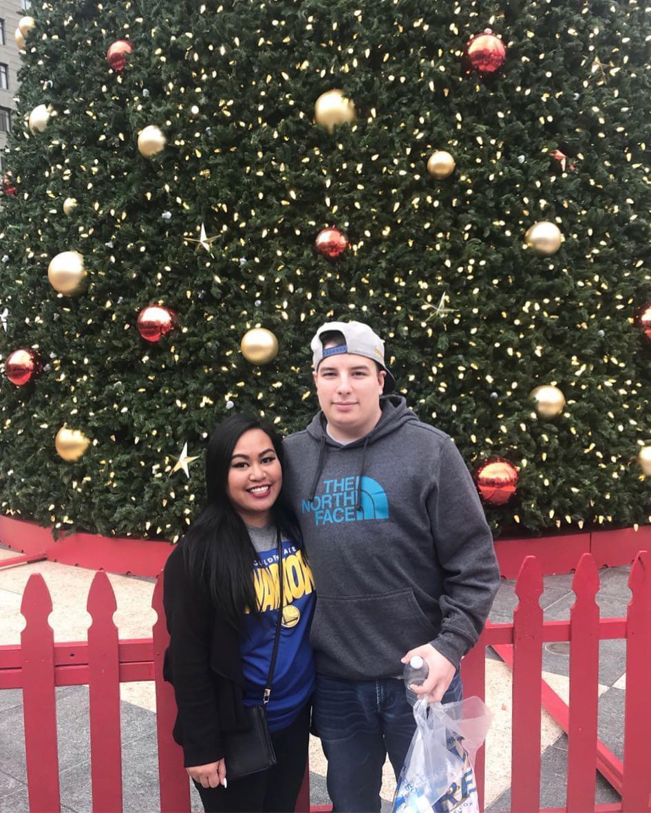 This was our first Christmas picture in front of the tree in Union Square.