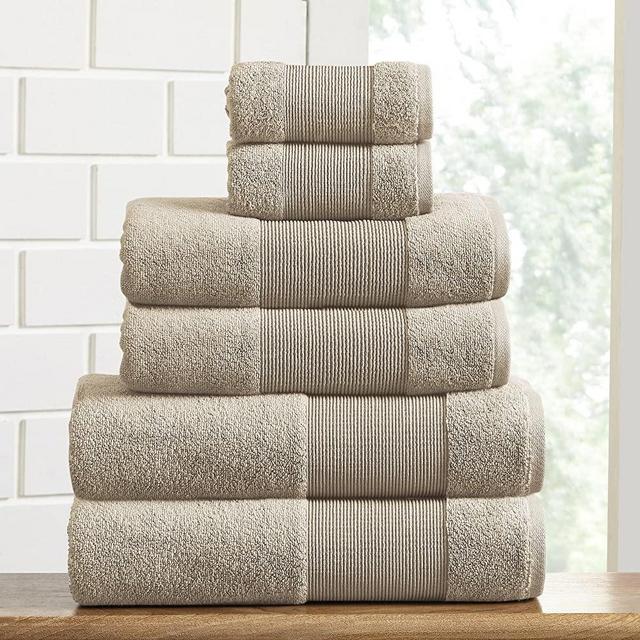 Amrapur Overseas Air Cloud 100-Percent Combed Cotton Towel Set, 6-Piece, Sand