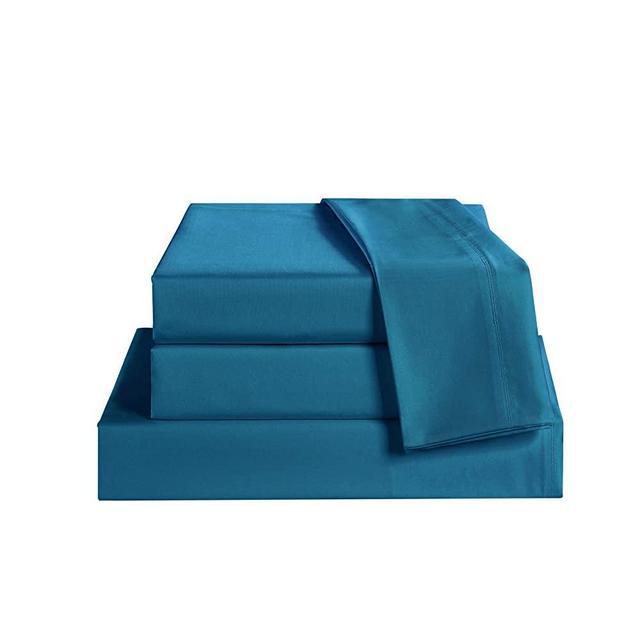 Bed Sheet Set Queen Size Sheets 4 Pieces, 600 Thread Count 100% Supima Cotton Sheets, Soft & Silk Sateen Weave, Fits Mattress Up to 18'' ,Deep Pocket, Breathable & Fade Resistant (Peacock Blue, Queen)