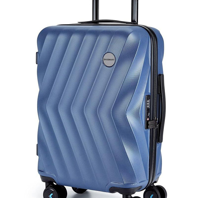 BAGSMART Carry On Luggage 22x14x9 Airline Approved,PC Hardside Suitcase,20 Inch Carryon Luggage with Spinner Wheels, Travel Luggage Hard Shell Lightweight Rolling Suitcases for Men Women,Navy Blue