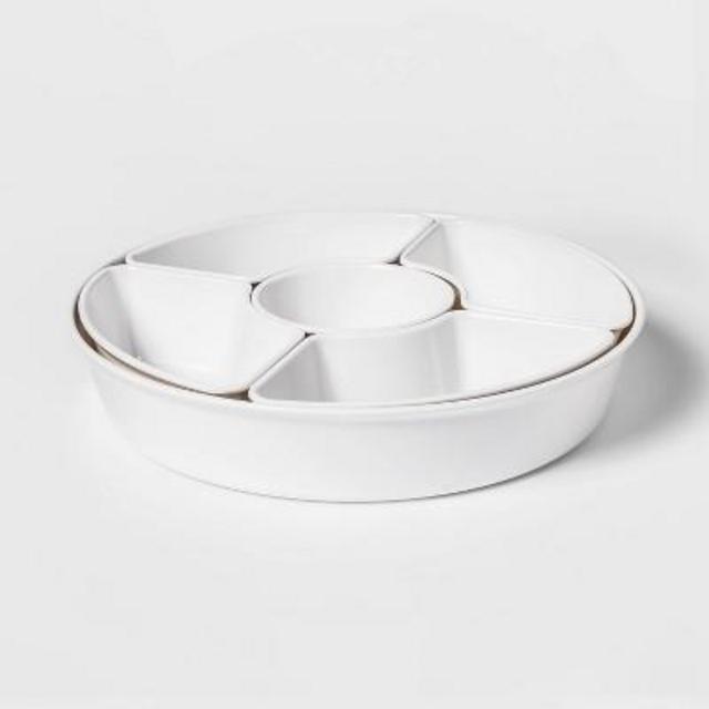 6pc Melamine 5-Section Serving Platter White - Threshold™