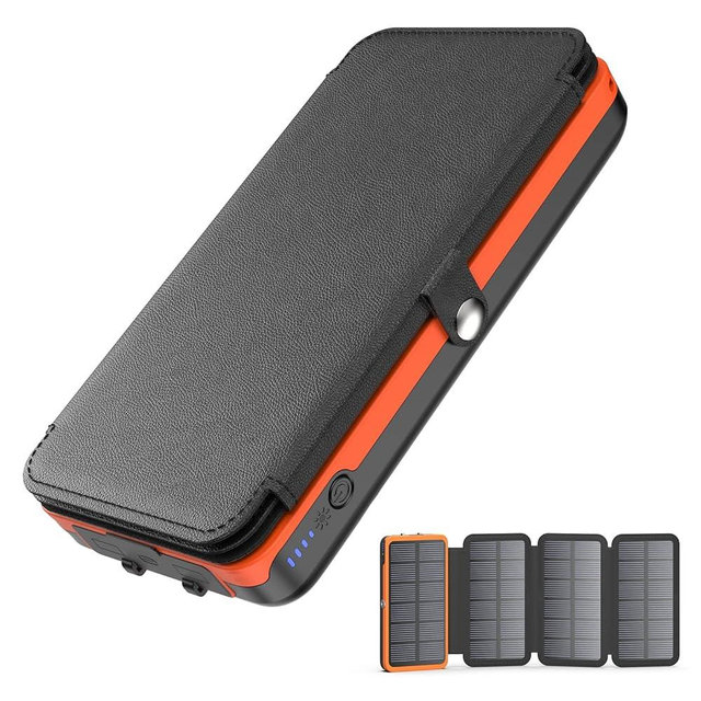 Hiluckey Solar Charger Power Bank 27000mAh - 22.5W Fast Charging Portable Phone Charger with 4 Solar Panels - USB C PD External Battery Pack with 3 USB Outputs for Cellphone Tablet