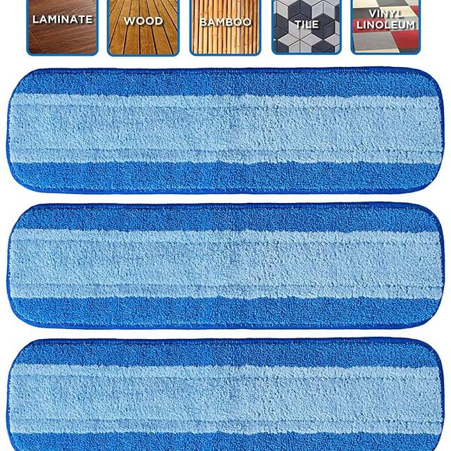VanDuck Microfiber Cleaning Pads Compatible with Bona Mop (3 Pack). Hardwood Floor Replacement Cleaning Head.