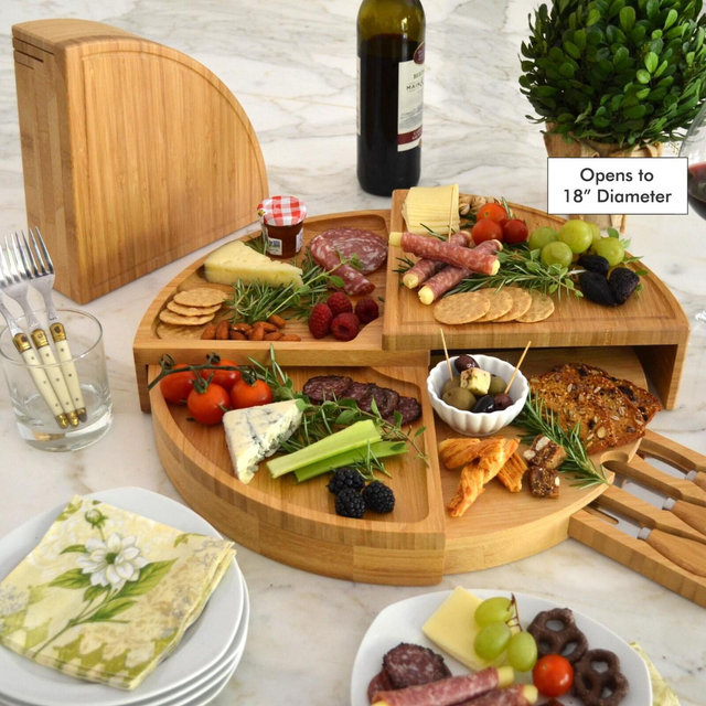 Unique Personalized Charcuterie Board. Our Patented Design Saves Storage Space & Stores Tools. Weddings, Housewarming, Graduation, Birthday
