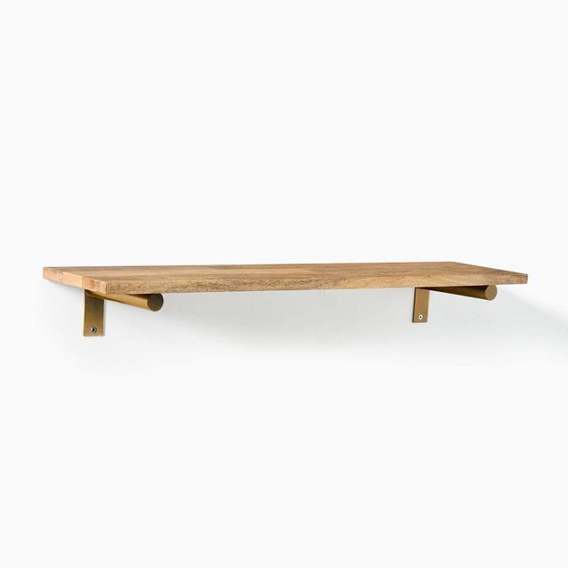 Linear Raw Mango Wood Wall Shelves with Jordan Brackets-36"w x 8"d