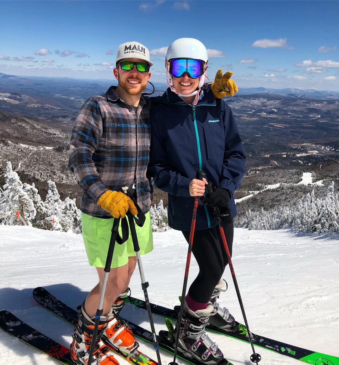 Bluebird day skiing in April at Sugarbush