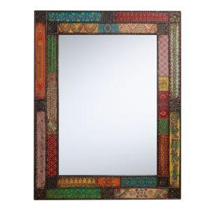 Kavana Hand Painted Metal Patchwork Wall Mirror - World Market