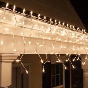 Wintergreen Corporation - Kringle Traditions 9 ft 150 Clear Icicle Lights with Long Drops - White Wire, Indoor/Outdoor Christmas Lights, Outdoor Holiday Icicle Lights
