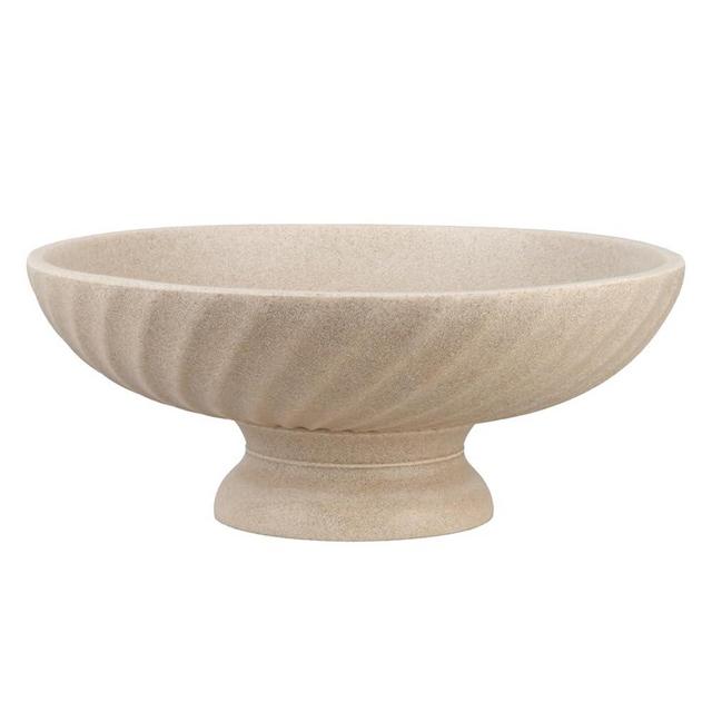 Large Resin Pedestal Decorative Bowl - Modern Fruit Bowl for Kitchen Counter - Handicraft Bowls for Home Decor - Key Bowl for Entry Table,Artificial Stone Beige