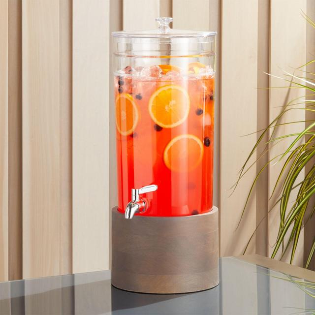 Claro Acrylic Drink Dispenser with Brooks Grey Wood Stand