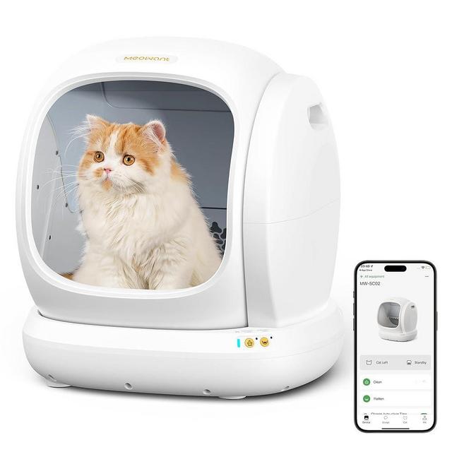 MeoWant Self Cleaning Cat Litter Box, Open-Top Automatic Cat Litter Box with Safety Protection, App Control, Odor-Free, 75L Large Space for Multiple Cats