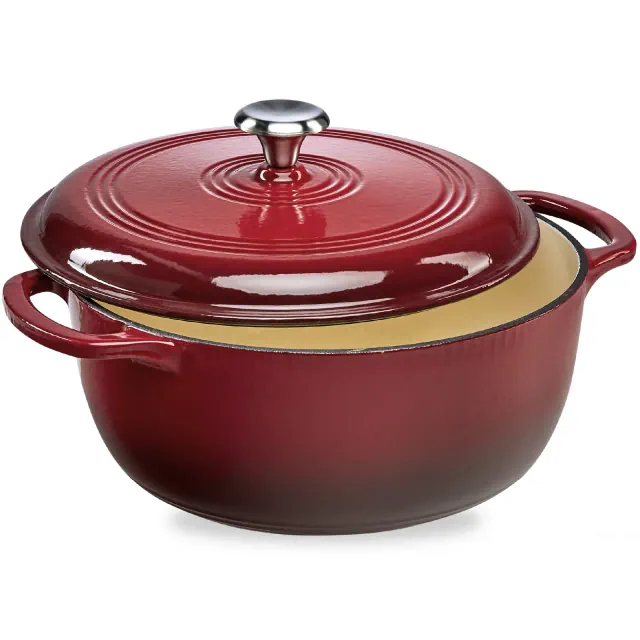 Best Choice Products 7.5 Quart Enamel Cast-Iron Dutch Oven, Heavy-Duty Cookware w/ Dual Handles, Lid - Red