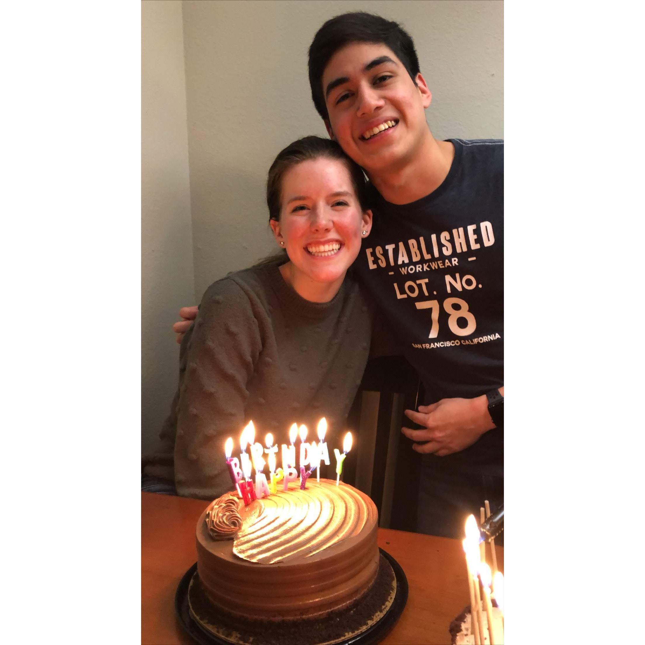 Our first time celebrating our birthdays together (before).
La primera vez celebrando nuestros cumpleaños juntos (antes).
January/Enero de 2020