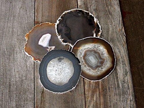 Airblasters Black color 3.5-4 inch Natural Sliced Agate Coaster Set of 4