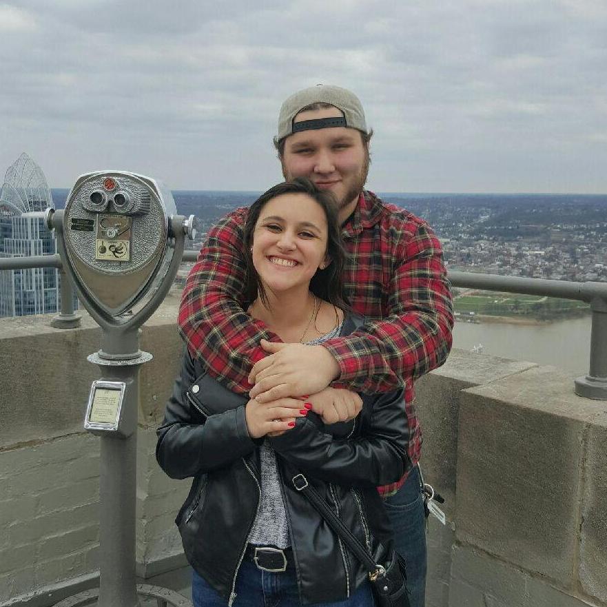 One of our first dates, his first time at the top of the Carew Tower