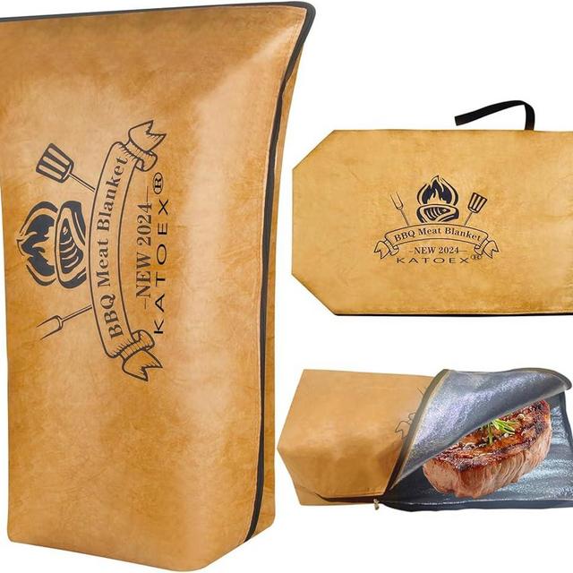katoex BBQ Blanket for Resting Meat, BBQ Brisket Blanket Meat Resting Blanket for Smoking, Reusable Smoker Grilling Meat Insulated Resting Bag with Wide Mouth for Large Brisket/Beef (Regular 21in)
