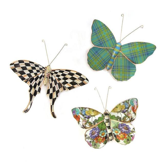 MacKenzie-Childs Pond Butterflies Trio, Hanging Butterfly Wall Decor, Set of 3