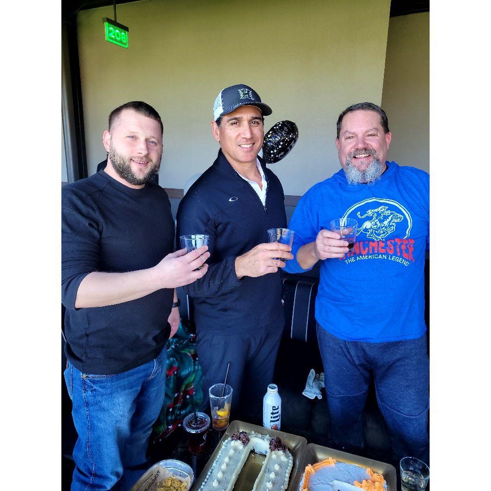Chris' 50th Birthday at Top Golf with his Best Man Tim and other Groomsman Shawn!