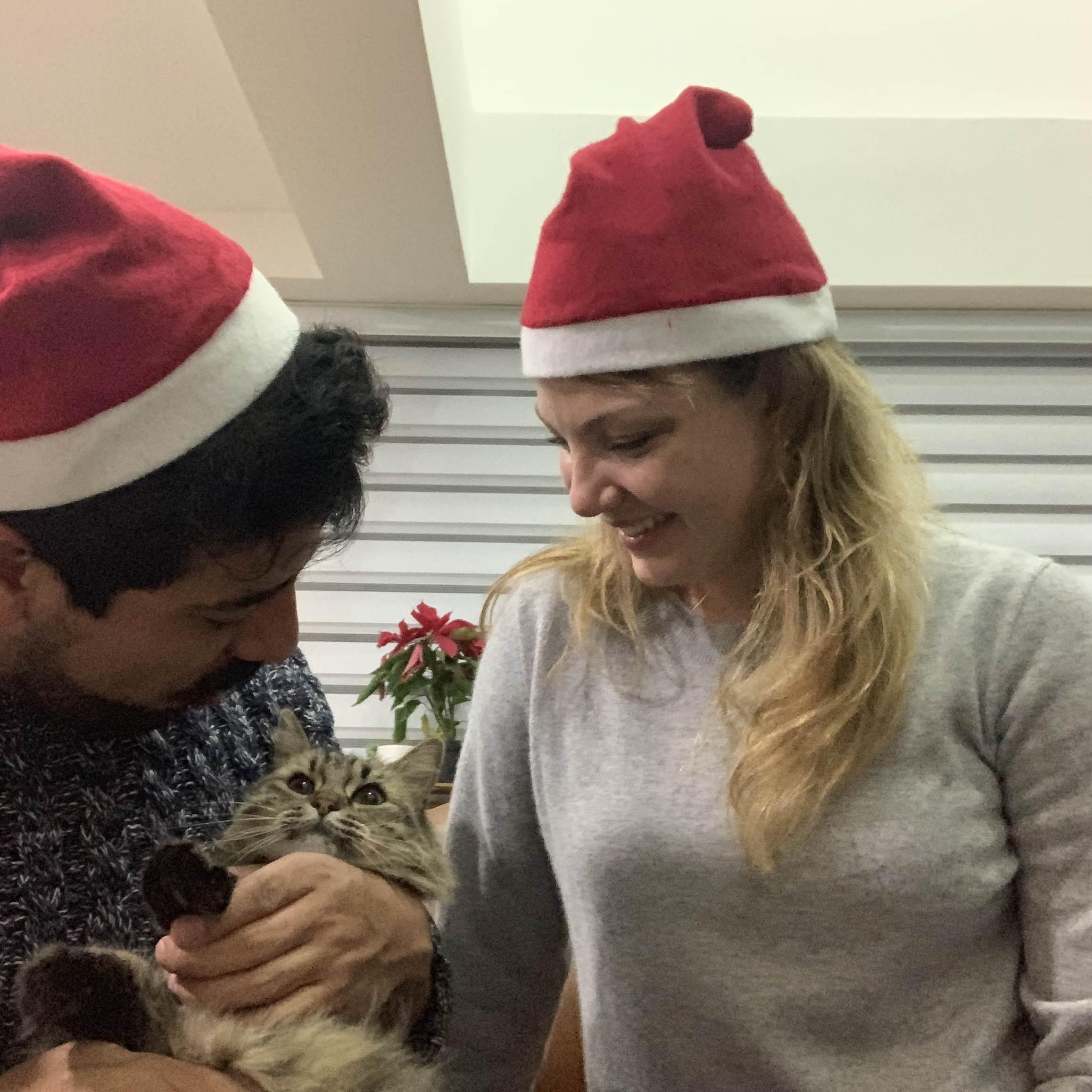 Christmas at home with Cibele. She came as a package deal with Juls. December, 2020.