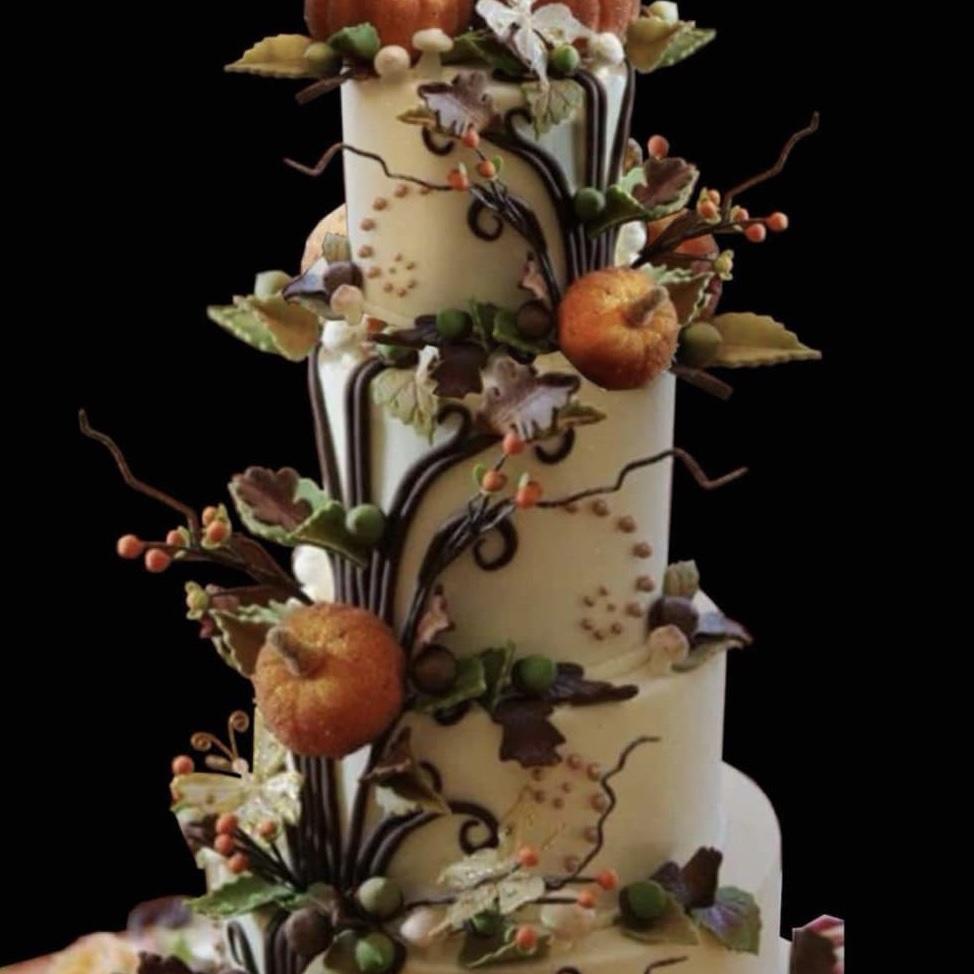 Cake by Peggy. (Thank you!) Each layer will be a different combination of fall flavors.