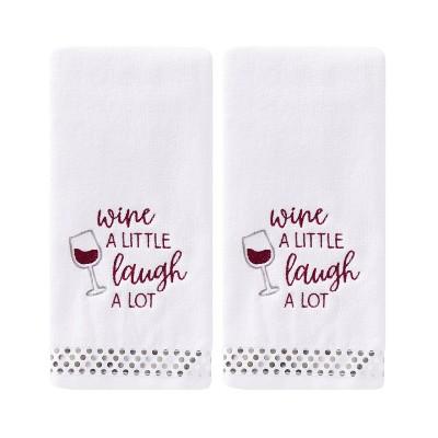 2pc Wine A Little Hand Towel Set White - SKL Home
