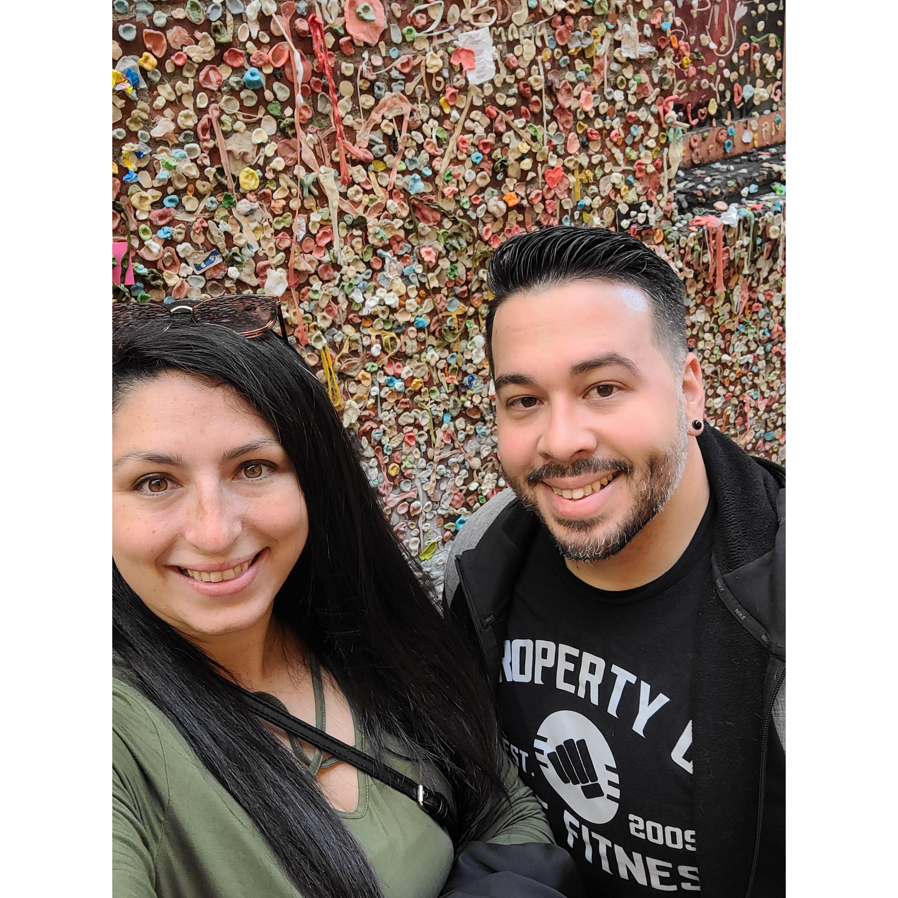 Caroline's 27th Birthday trip to Seattle, Washington Visiting the Gum Wall (yes we added to the wall)