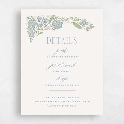 Blue Floral Wedding Enclosure - Persephone
