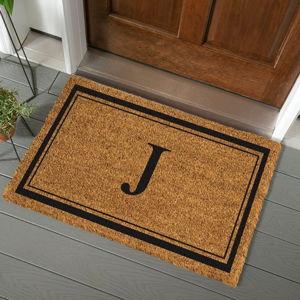 Evergreen Flag Monogram Large Coir Doormat, 36x24 Inches Front Door Mat for Outdoor Indoor Entrance, Welcome Mat, Non Slip Doorway Mat for Home Decor Housewarming Gift, Letter J