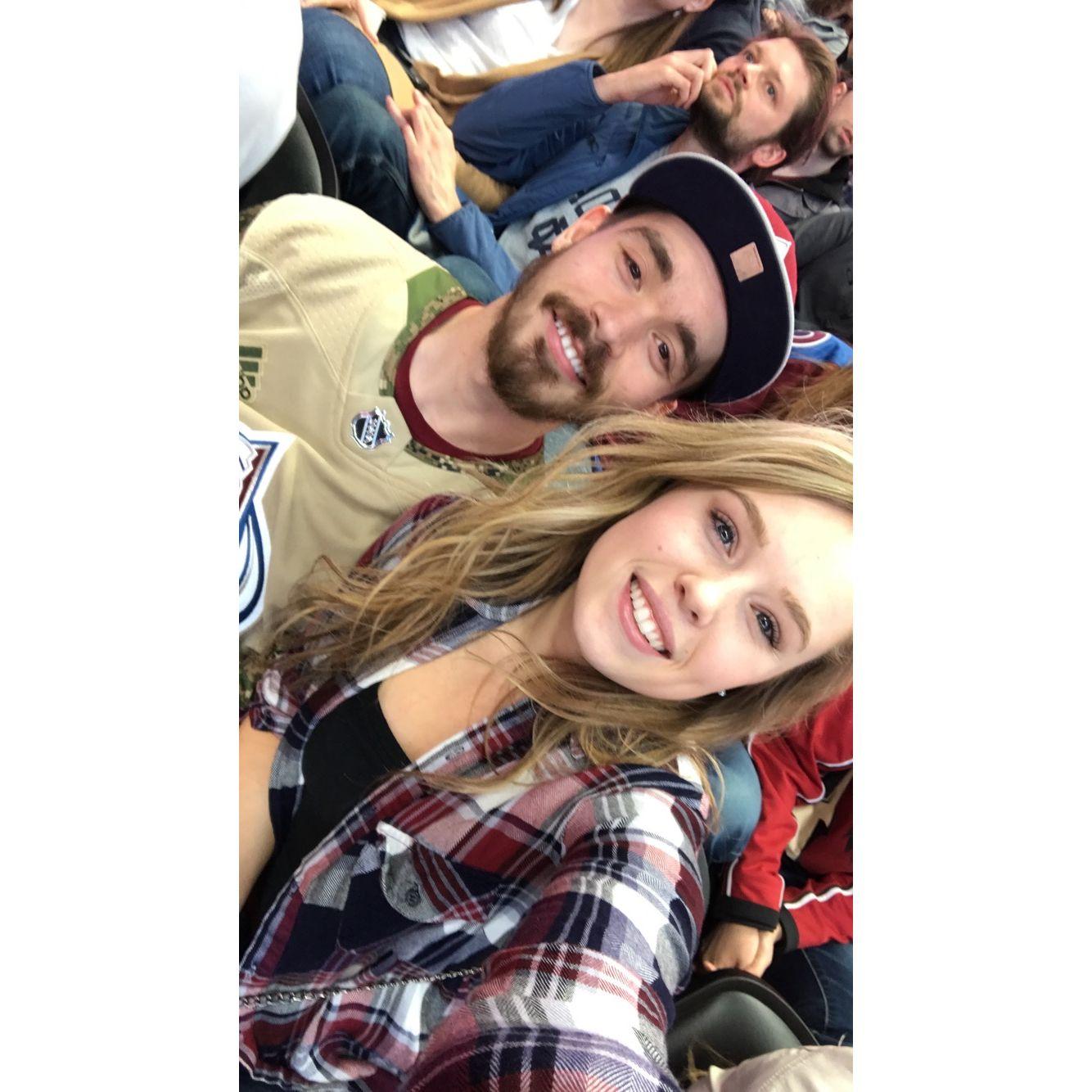 March 2018, At an Avs Game. 6 month Anniversary of our first date.