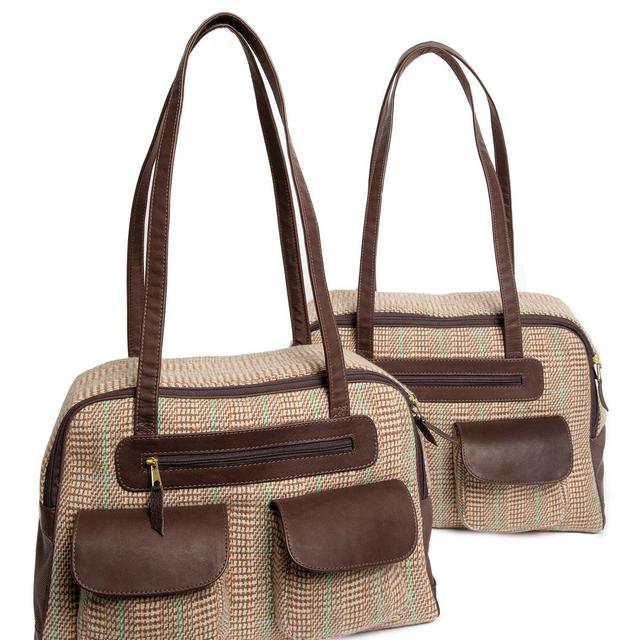 Dog Carrier - Winter - Cashmere Dog Carrier - Beige & Green Plaid