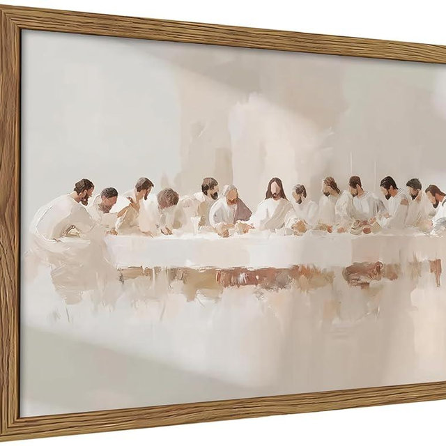 Framed Last Supper Wall Art, Religious Christian Posters Print, Christian Wall Decor, Christianity Gift for her, Christ Canvas Picture Last Supper Artful for Dining Room Church – 12x16 inch