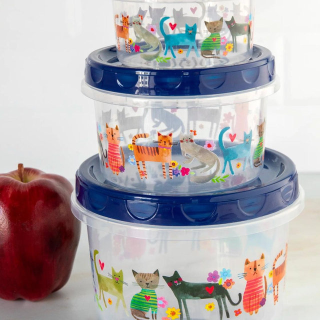 Storage Containers, Set of 3 - Cat