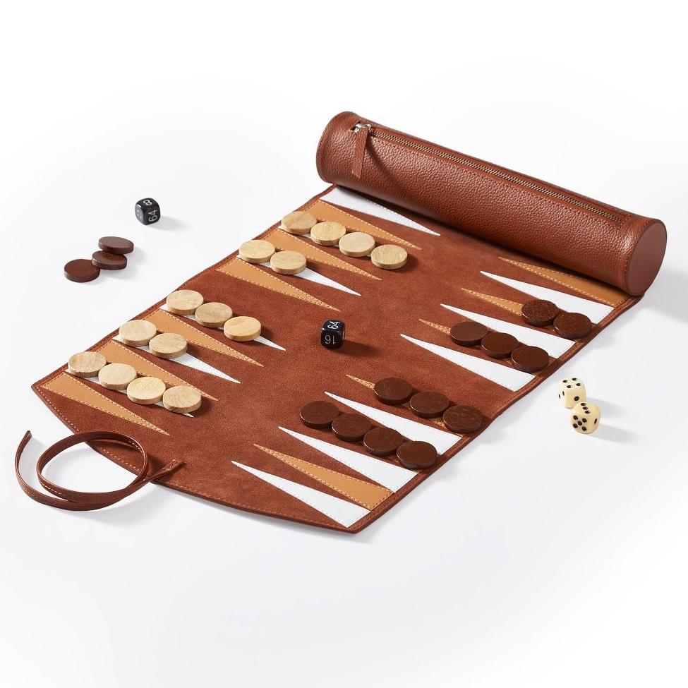 Leather Travel Backgammon Set