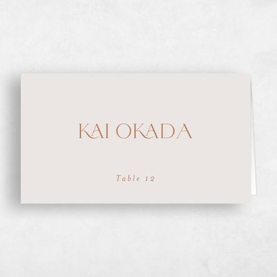Beige Typography Wedding Place Card - Buenos