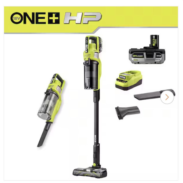 RYOBI ONE+ HP 18V Cordless Pet Stick Vacuum Cleaner Kit with 4.0 Ah HIGH PERFORMANCE Battery and Charger