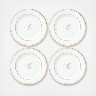 Federal Gold Script Tidbit Plate, Set of 4