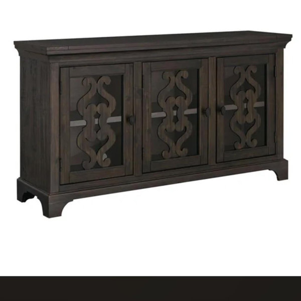 Hacienda Pine Buffet Cabinet | Buffet Server with Glass Doors