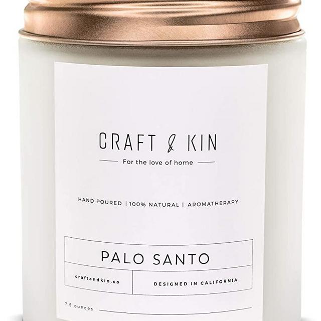 Palo Santo Scented Candles | Wood Wicked Candles | Palo Santo Candle, All Natural Soy Candles Scented, 8 oz | 45 Hour Long Lasting Soy Candle, Relaxing Aromatherapy Candles in White Glass Jar