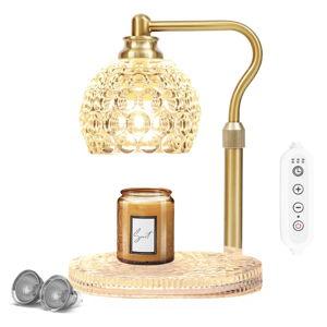 Candle Warmer Lamp with Timer & Dimmer, Glass Lamp Candle Warmer for Jar Candles, UPGRATED with 3 Bulbs, Height Adjustable Electric Wax Warmer for Elegant Home Decor (Crystal Clear)